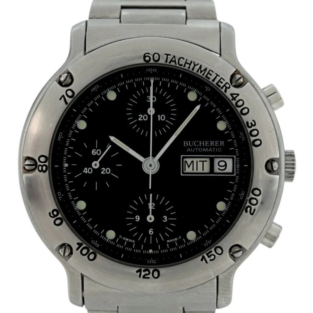 Bucherer 40mm Men's Automatic 7750 Chronograph Day-Date SS Watch